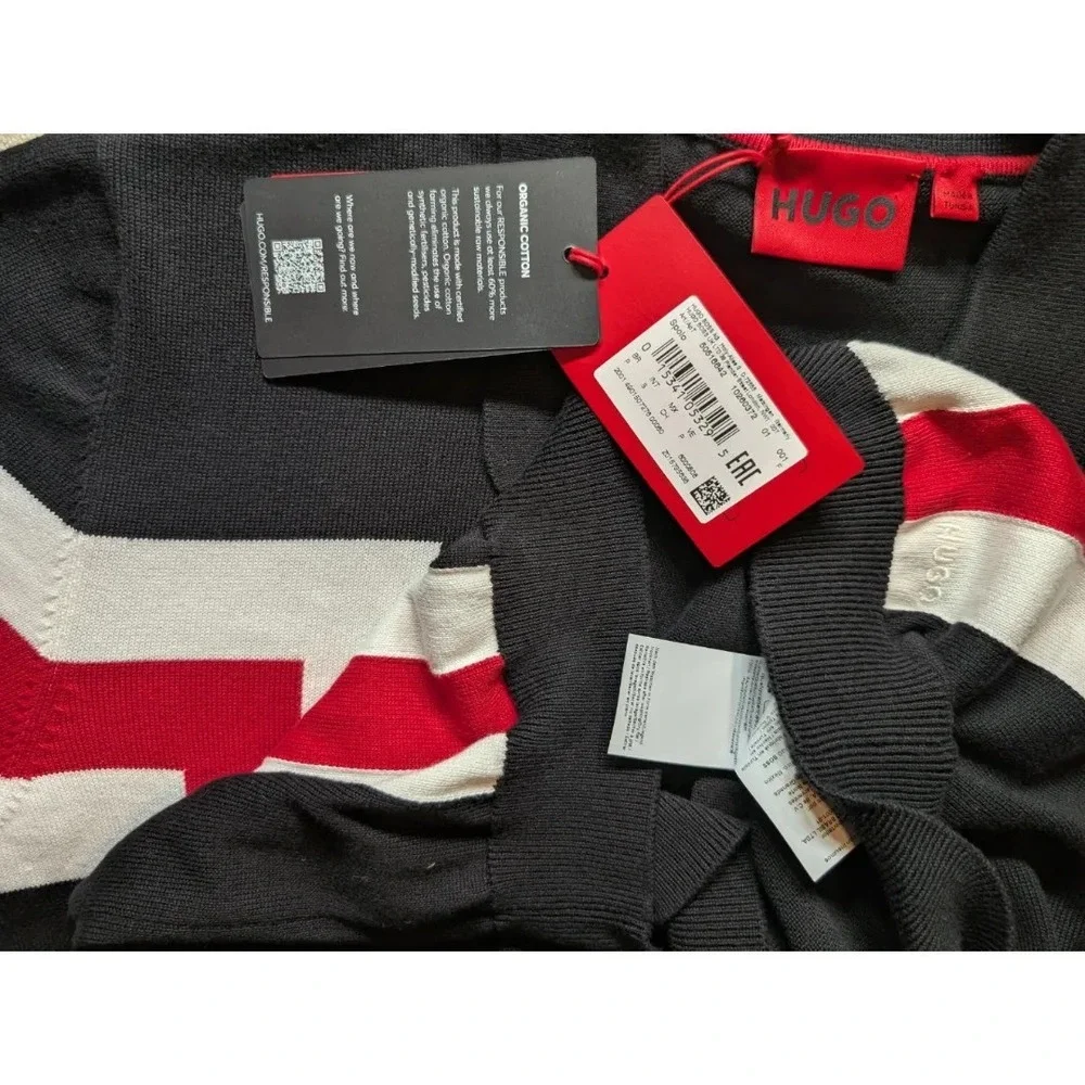 HUGO Boss Spolo Geometric Cotton Knit Polo Shirt Men's Sz S NWT $144 - Picture 9 of 9